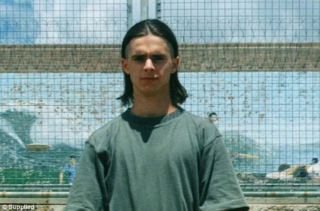 Matthew De Gruchy, photographed in prison where he is serving 28 years for murdering his mother and two siblings, was one of six inmates involved in a brutal jail attack on the notorious K gang rapists in 2 Yard on the Circle of Goulburn Main, which left the brothers with a broken arm and a brain injury
