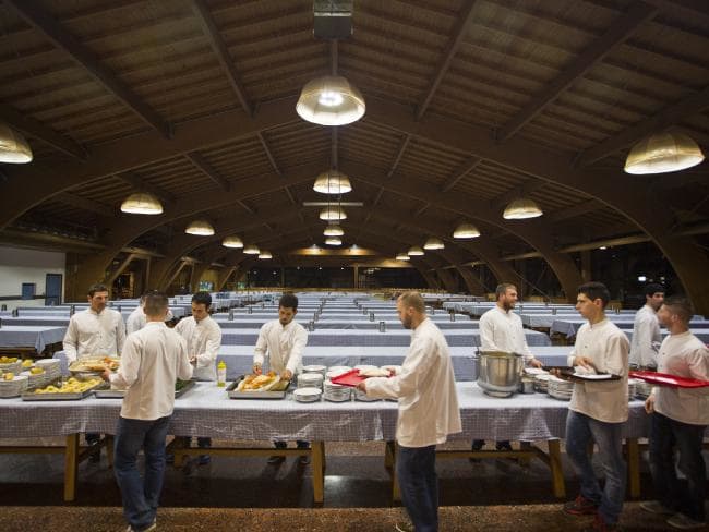 Food preparations for the evening meal ... Everyone eats together and takes part in a two minute silence at the beginning. Picture: Ella Pellegrini