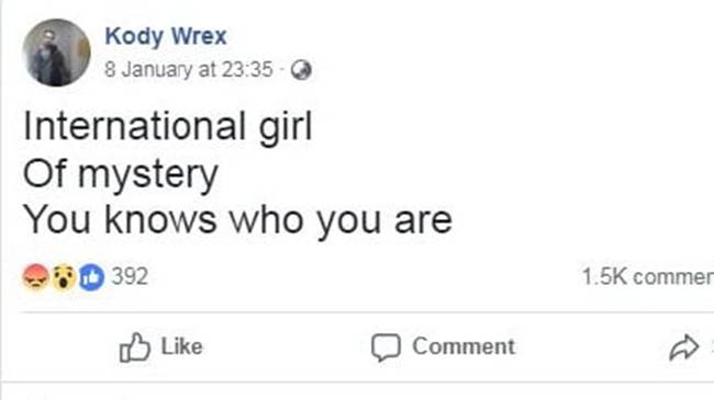 On January 8, Mr Herrmann posted this eerie message which said &quot;international girl of mystery you knows who you are&quot;.