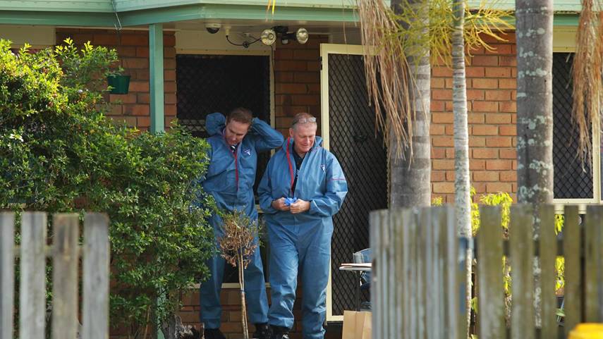 Police at the Caboolture residence where toddler Mason Lee died after being violently assaulted by his mother Anne-Marees Lees de facto boyfriend. Picture: Claudia Baxter.
